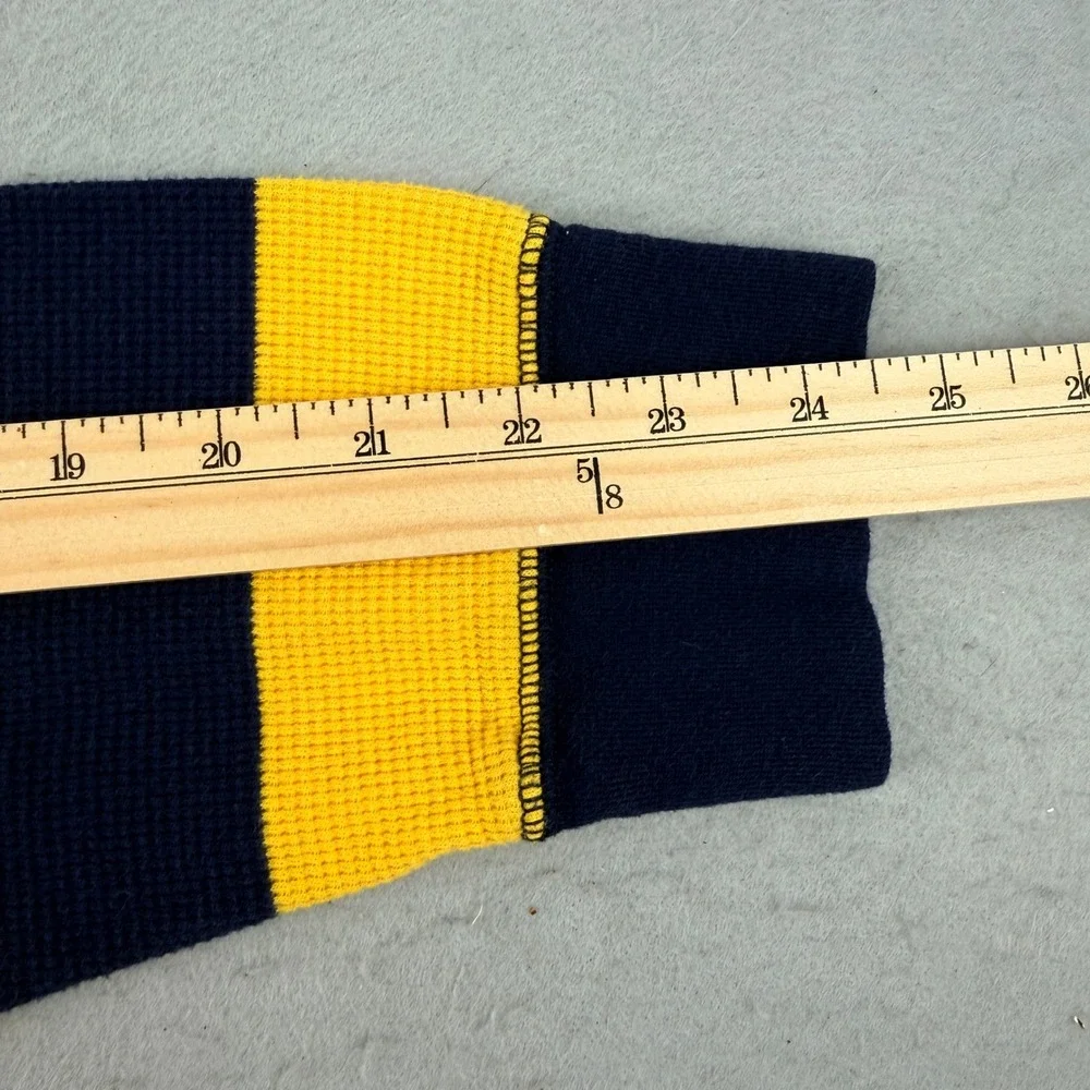Polo Ralph Lauren Mens XL Waffle Knit Thermal Shirt Navy Yellow Striped Long Slv - Picture 7 of 10